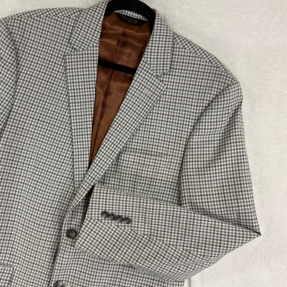 Jos. A. Bank 42R Joseph Blue Gingham Slim Sport Coat Blazer Groom Wedding Office